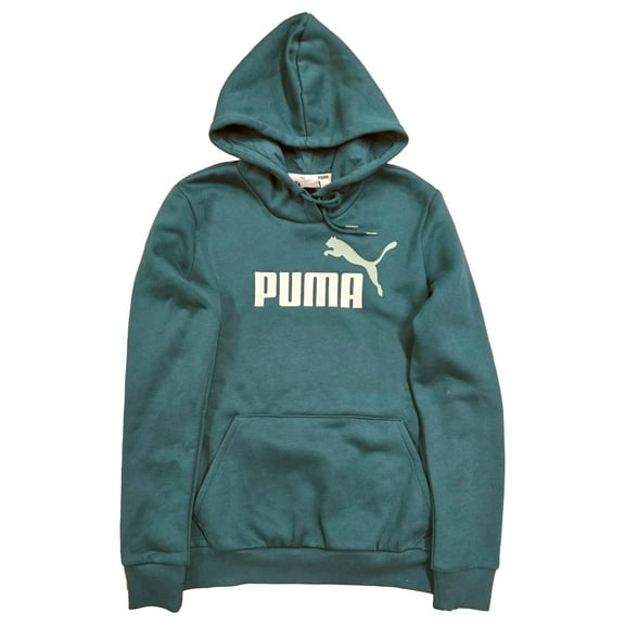 Womens Green Puma Hoodie Pull-over Athletic Sweatshirt X-Small