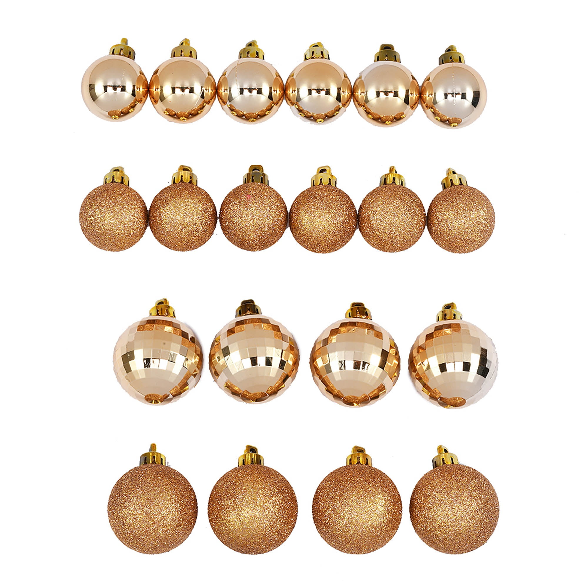 Holiday Time Shatterproof Christmas Mini Ornaments, Gold, 20 Count