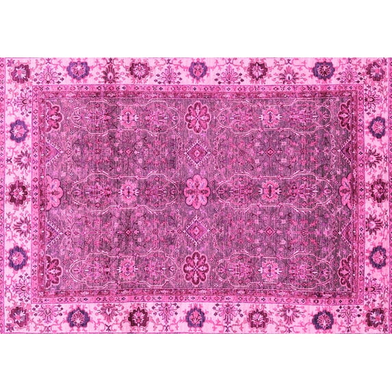 Ahgly Company Indoor Rectangle Oriental Pink Traditional Area Rugs, 8' x 10'