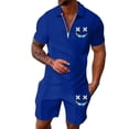 thumbnail image 2 of Short Sets for Men Short Sleeve Quarter Zip Polo Shirt and Shorts 2 Piece Matching Set Mens Summer Outfits, 2 of 4