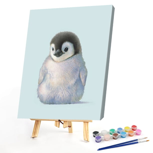 Cuadros Decorativos Kit de pintura por números DIY pingüino mano aceite arte imagen artesanía decoración del hogar (B2167) Wdftyju embutido en tela
