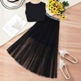 thumbnail image 5 of FASHOFT Girls Outfits Set Summer Sleeveless Crop Top With Mesh Layered Skirt Two Piece Coordinated Play Dress Girl Clothing Sets Black, 5 of 8