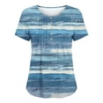 thumbnail image 6 of Craaazy Womens Loose Floral Printed Pleated Henley Blouse Crewneck Short Sleeve Button Accent Top for Daily Wear Summer Outings Gifts, 6 of 8