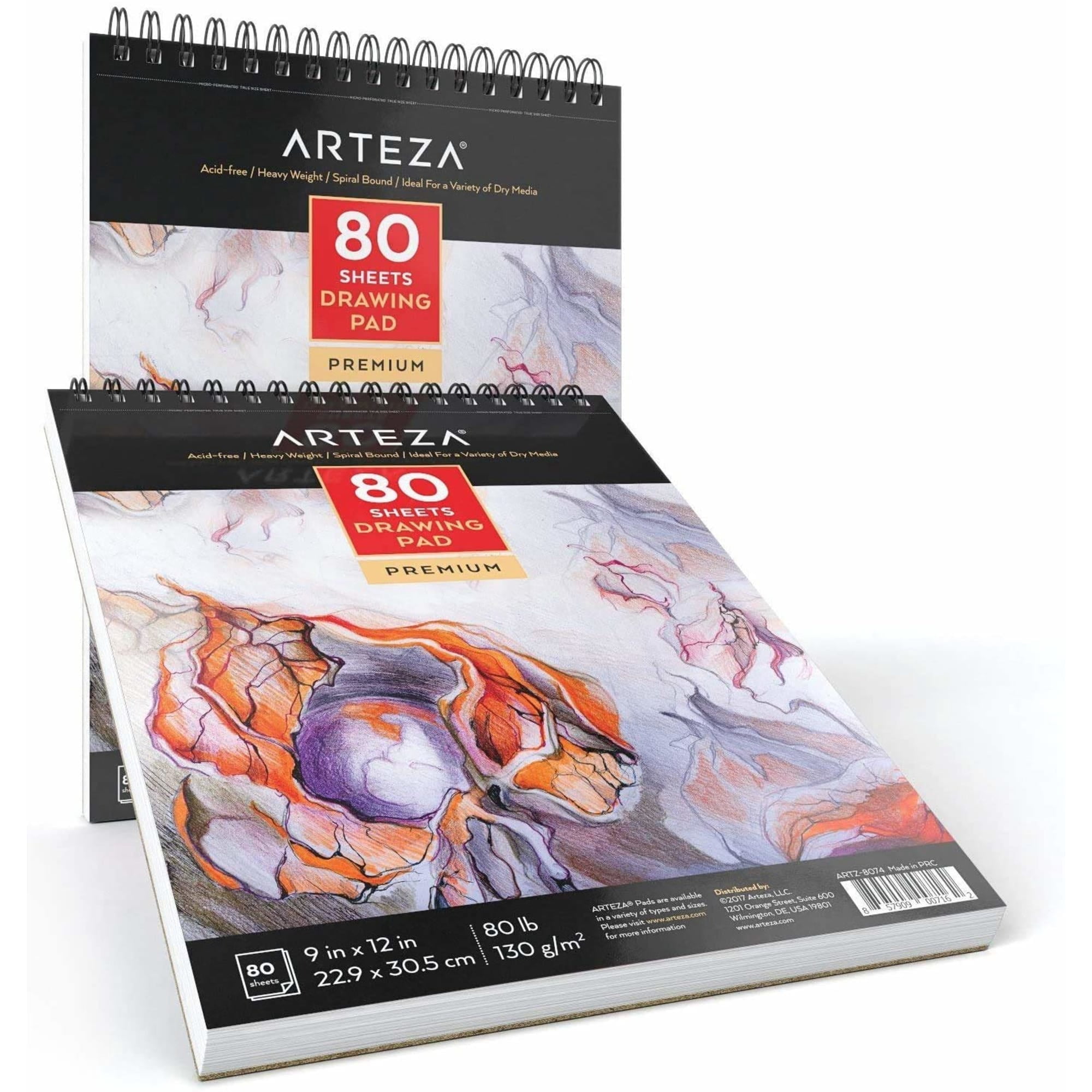 Arteza 9" x 12" Drawing Paper Pad, 80 Sheets, Set of 2