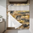 thumbnail image 4 of Gray Yellow No Hook Shower Curtain with Snap in Liner Abstract Modern Retro Polypropylene Pigment Taxture Waterproof Bathroom Shower Curtain with See Through Top Window for Bathtub 72" x 78", 4 of 9