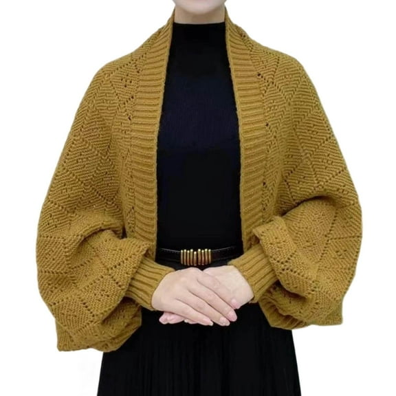 Women's Knitted Cardigan Winter Warm Fashion Checkered Shawl Casual Open Front Sweater For Daily Wear