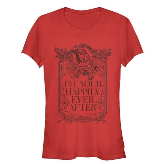 Junior's Sleeping Beauty Happily Ever After Graphic Tee Red Medium