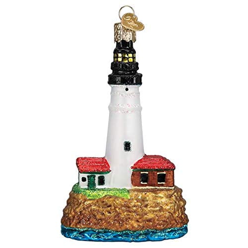 Old-World Christmas Glass Blown Ornament with S-Hook and Gift Box Travel Collection (Portland Head Lighthouse 20117)
