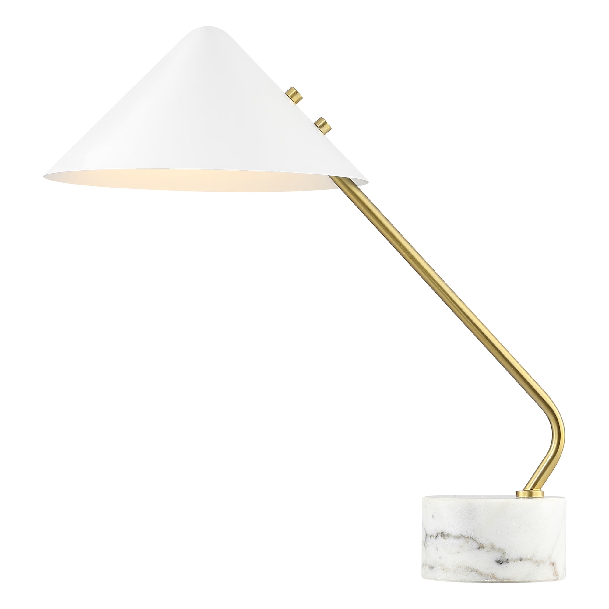 SAFAVIEH Sheilds 21 in. Glam White Iron Table Lamp with White Shade