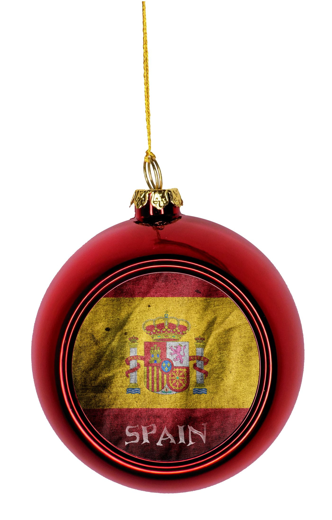 Flag Spain Wavy Grunge Spanish Flag Bauble Christmas Ornaments Red Bauble Tree Xmas Balls