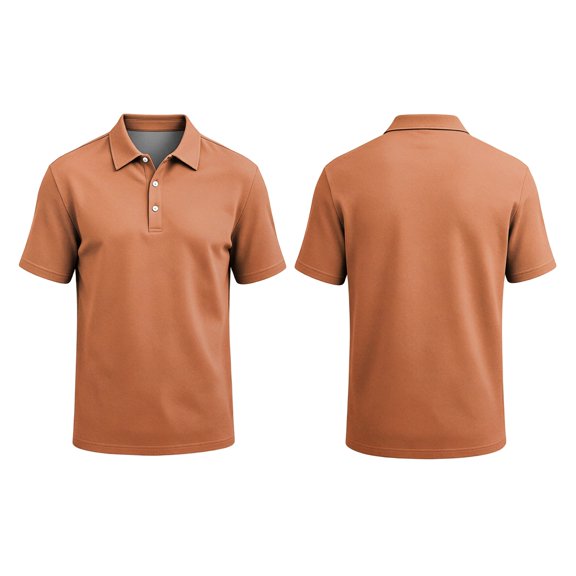 WULMLEO Mens Polo Shirts 2 Buttons Cotton Short Sleeve Tops Golf Collared Basic Tshirts Breathable Soft Classic Tees Champagne Polyester