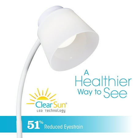 OttLite - Clarify LED Desk Lamp with 4 Brightness Settings and Adjustable Neck - White