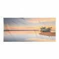 thumbnail image 1 of Nautical Sports Towel, Vessel on Coast Long Exposure Dramatic Sunset Photo Solitude Lonely Twilight Theme, Soft Absorbent Ultra Compact Microfiber for Beach Yoga Gym, Blue Peach, by Ambesonne, 1 of 2