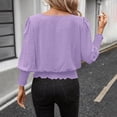 thumbnail image 6 of Fewfanhot Womens T Shirts Smocked Tops Elastic Dressy Blouse 3/4 Length Sleeve Casual Outfits, 6 of 7