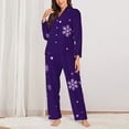 thumbnail image 2 of Picia Crystal Purple Snowflake Pattern Women’s Long-Sleeve Sleepwear Set - Soft 2-Piece Loungewear with Pockets, Comfy PJs for Relaxing Nights-Large, 2 of 7