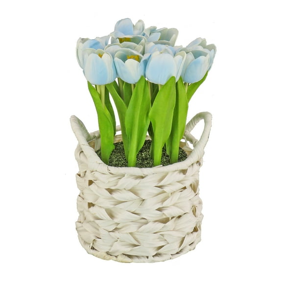10 in. Blue Tulip Bouquet in Metal Pot