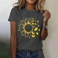 thumbnail image 2 of Outfmvch Tops for Women Trendy Spring Tops for Women 2024 Womens Tops Shirts for Women Sunflower Summer T Shirt Plus Size Loose Blouse Short Sleeve Graphic Casual Tees Polyester Spandex Dark Gray M, 2 of 5