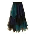 thumbnail image 4 of KHONTS Women's A-Line Tulle Midi Skirt Tiered Petticoat Skirts Tea-Length Elastic Waist Tutu Skirts Blue S, 4 of 4