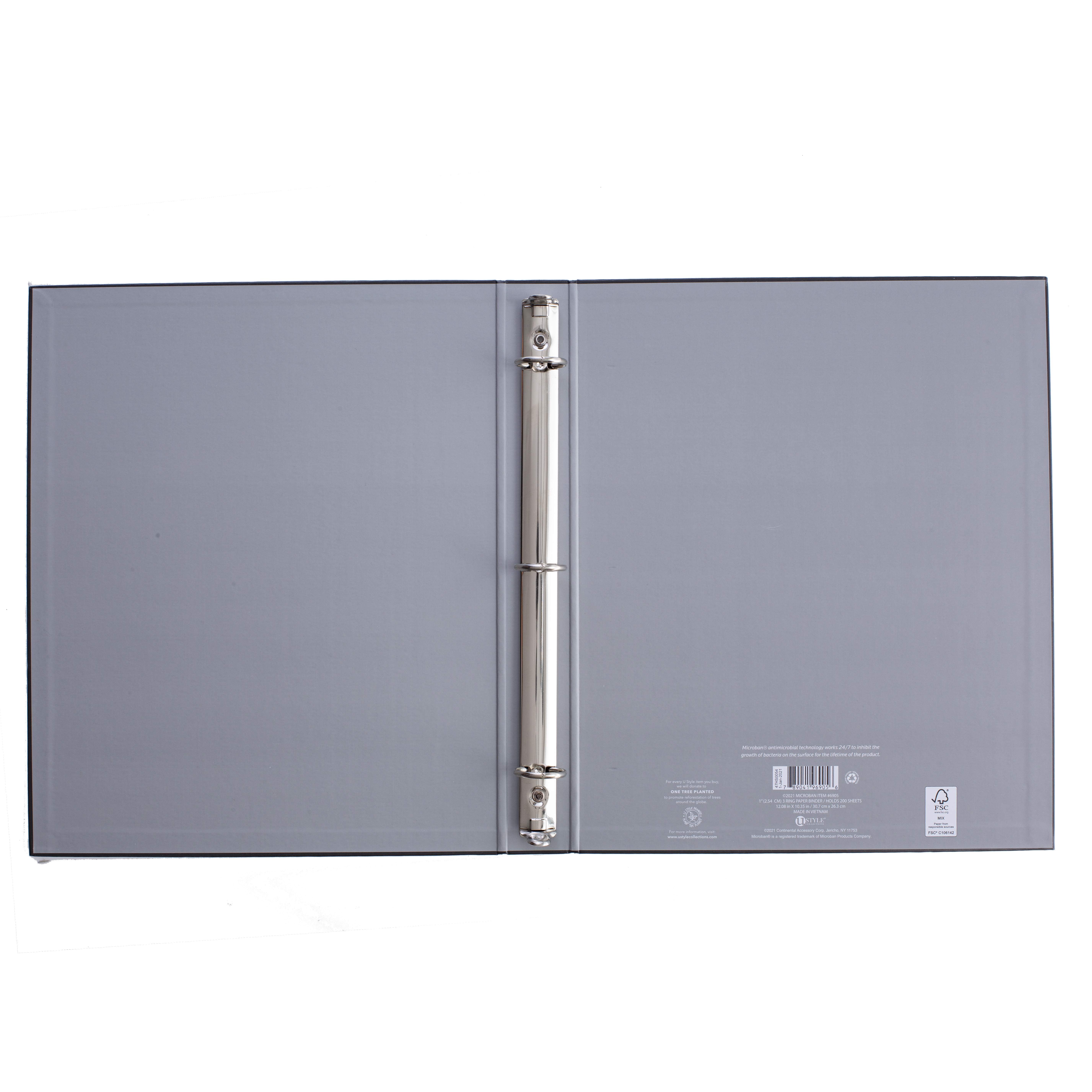 U Style Antimicrobial 3 Ring Binder with Microban, 1 inch, Assorted, 4 Pk
