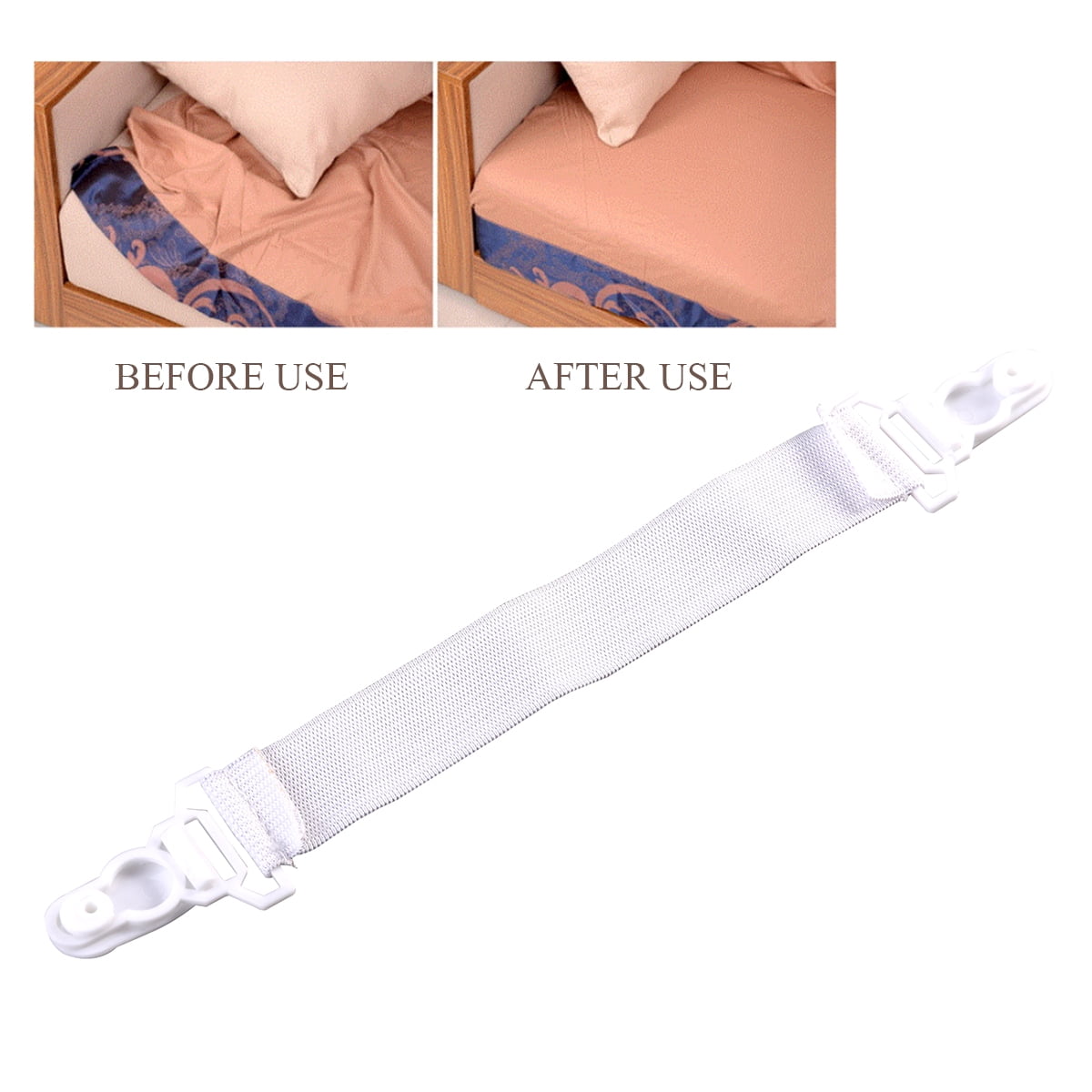 White IMIKEYA 4pcs Garter Style Elastic Bed Sheet Grippers Garter Fastener Straps with Rubber Button Hook & Clasp White IMIKEYA 4pcs Garter Style Elastic Bed Sheet Grippers Garter Fastener Straps with Rubber Button Hook & Clasp