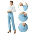 thumbnail image 5 of Olyvenn Women's Yoga Dress Pants Bootcut Work Slacks Stretch Office with Belt Loops 4 Pockets Straight Leg High Waist Office Trousers Light Blue 16-18, 5 of 8