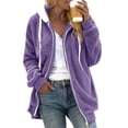 thumbnail image 4 of Qwertyu Women Fuzzy Fleece Jackets Winter Casual Oversized Fluffy Casual Coats Cardigan Warm Outerwear with Pockets Purple L, 4 of 6