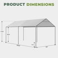 thumbnail image 2 of BaPiPro 10x20 FT Heavy Duty Waterproof PE Carport, Two-Section Outdoor Garage Canopy Tent with Adjustable Height for Cars & Boats, White, 2 of 8