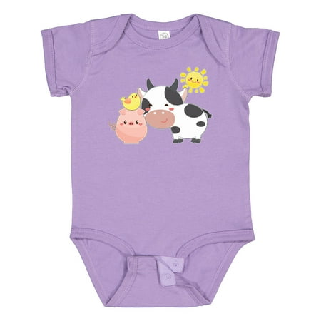 

Inktastic Fun Farm Animals- Cow Pig Chick Gift Baby Boy or Baby Girl Bodysuit