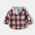 thumbnail image 3 of Toddler Boy Shirts Long Sleeve Fashion Plaid Casual Hooded Button Down Shirt Jackets Kids Children Outerwear with Pocket 2-8Y Red, 3 of 7