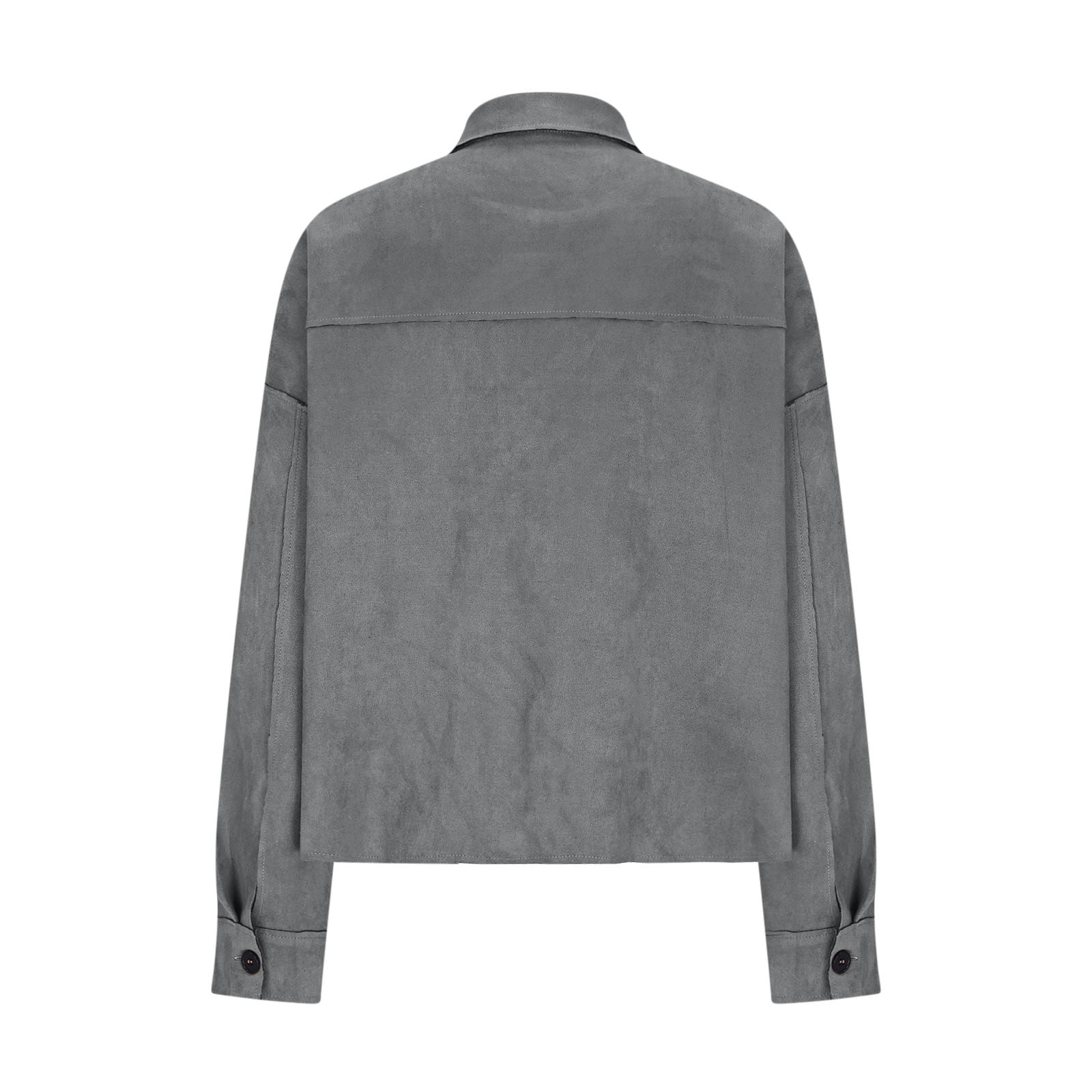 TKLPEHG Suede Jacket for Women Fall Winter Y2k Faux Leather Open Front Coat Long Sleeve Outwear Blazer Jackets (Gray_Z,XXL)