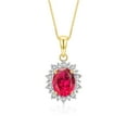 thumbnail image 3 of RYLOS Women's 14K Yellow Gold Princess Diana Inspired Ring & Pendant Necklace W/ 18" Chain Gemstone & Diamonds 9X7MM Ruby July Birthstone . 2 PC Perfectly Matched Gold Jewelry Ring Size 9, 3 of 10