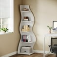 thumbnail image 5 of Tribesigns 5-Tier Wavy Corner Bookshelf – Modern Curved Display Shelf for Plants, Books & Décor (White), 5 of 12