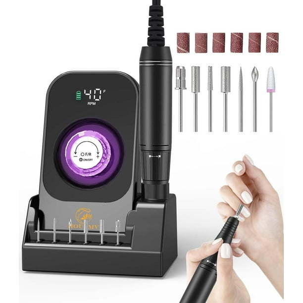 Taladro para uñas HOUSMV, lima eléctrica recargable de 4000 rpm, color negro
