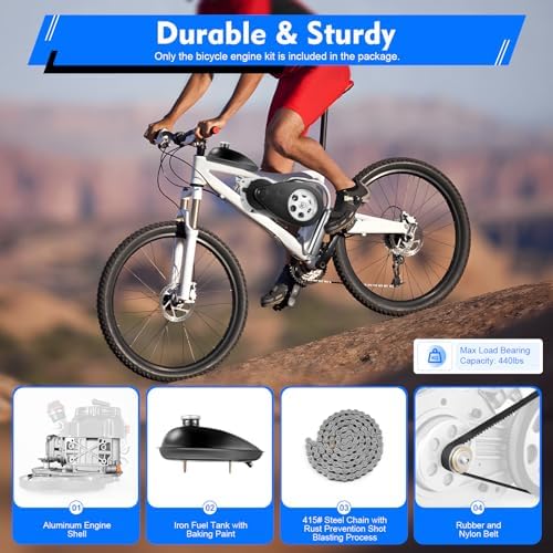 100Cc Bicycle Engine Kit Bike Motor Kit,4 Stroke Bike Gas Motorized Motor Bicycle Modified Engine,3Hp Single Cylinder Petrol Engine Cdi Air Cooling For Mountain Bikes,Road Bikes, Gravel Bikes