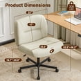 thumbnail image 3 of Furniliving Armless Office Chair, Comfy Criss Cross Legged Chair with Wheels, Adjustable Height & Tilt Home Office Desk Chair for Home Office, Bedroom, Gray, 3 of 9