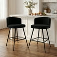 thumbnail image 3 of Set of 2 Upholstered Counter Height Barstools with Full Back and Metal Legs Modern Chairs for Kitchen Island, 3 of 11