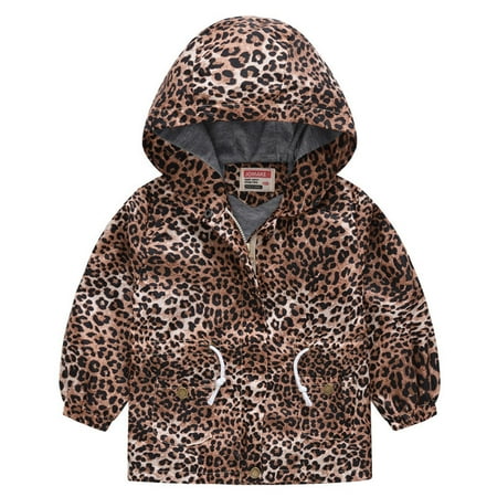 

BIZIZA Toddler Jacket Zip Up Hooded Long Sleeve Tops Coat Pockets Cartoon Print 3-6Y Chlid Baby Brown 120
