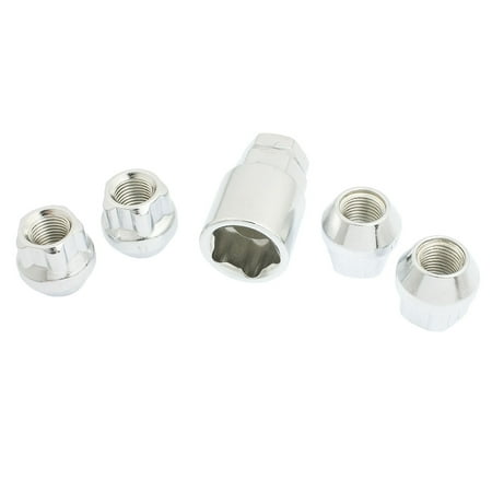 Unique Bargains Unique Bargains 4 Pcs M12x1.25 Open End Car Wheel Rim Tuner Lug Nut + 5 Point Socket Key