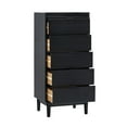 thumbnail image 2 of Walker Edison 43” Mid-Century Modern Gallery-Top 5-Drawer Dresser, Black, 2 of 11