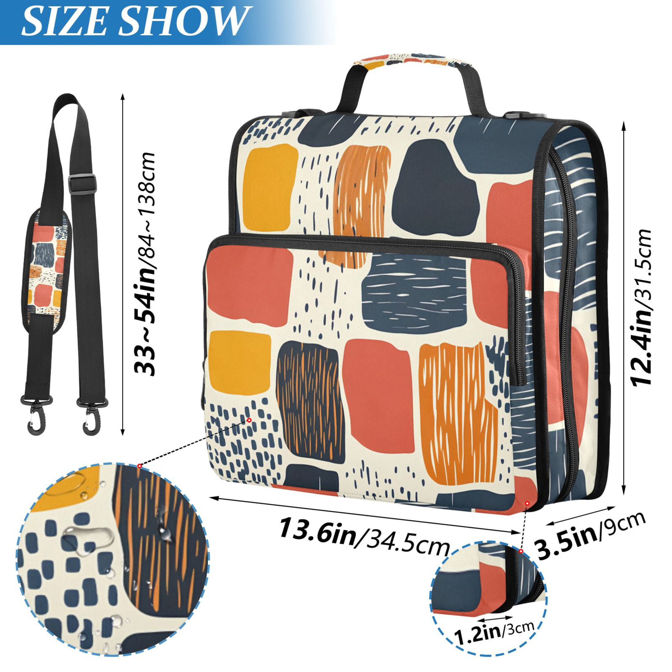 3 Ring Zipper Binder with Shoulder Strap Waterproof Trapper Keeper 2 Inch D-Ring 500 Sheets Capacity Line Block Doodle