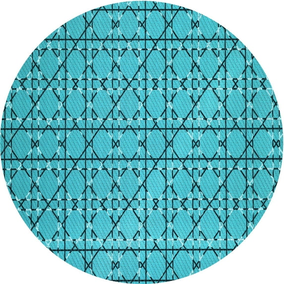 Ahgly Company Machine Washable Indoor Square Transitional Dark Cyan Green Area Rugs, 3' Square