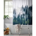 thumbnail image 2 of Split Shower Curtain for Transfer Bench, Green Forest Fabric Shower Curtains for Bathroom, Natural Landscape Modern Abstract Art Tub Sliding Transfer Bench Waterproof Bath Curtains 72"x84", 2 of 9