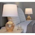 thumbnail image 2 of 20.5" Champagne Glass Table Lamp w/ Patterned Base & Off-White Linen Shades (Set of 2), 2 of 5
