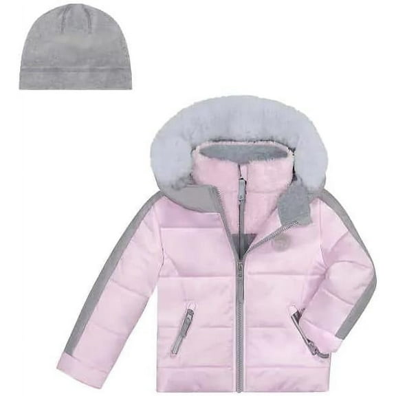 Gerry Girls Puffer Jacket 3 in 1 Youth Size 2T Pink w/ Inner Knit Jacket & Hat
