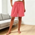 thumbnail image 2 of Women's Elastic Drawstring Casual Pajama Shorts, Regular Waist Loose Fit Comfy Loungewear Shorts with Side Pockets, Lightweight Breathable Sleep Shorts for Home Workout Daily Wear S-3XL, 2 of 7