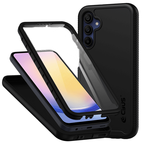 CBUS Heavy-Duty Phone Case with Built-in Screen Protector for Samsung Galaxy A25 5G (Matte Black)