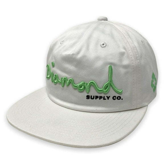 Diamond Supply Co. Men's OG Script Unstructured Snapback Hat Cap (White)