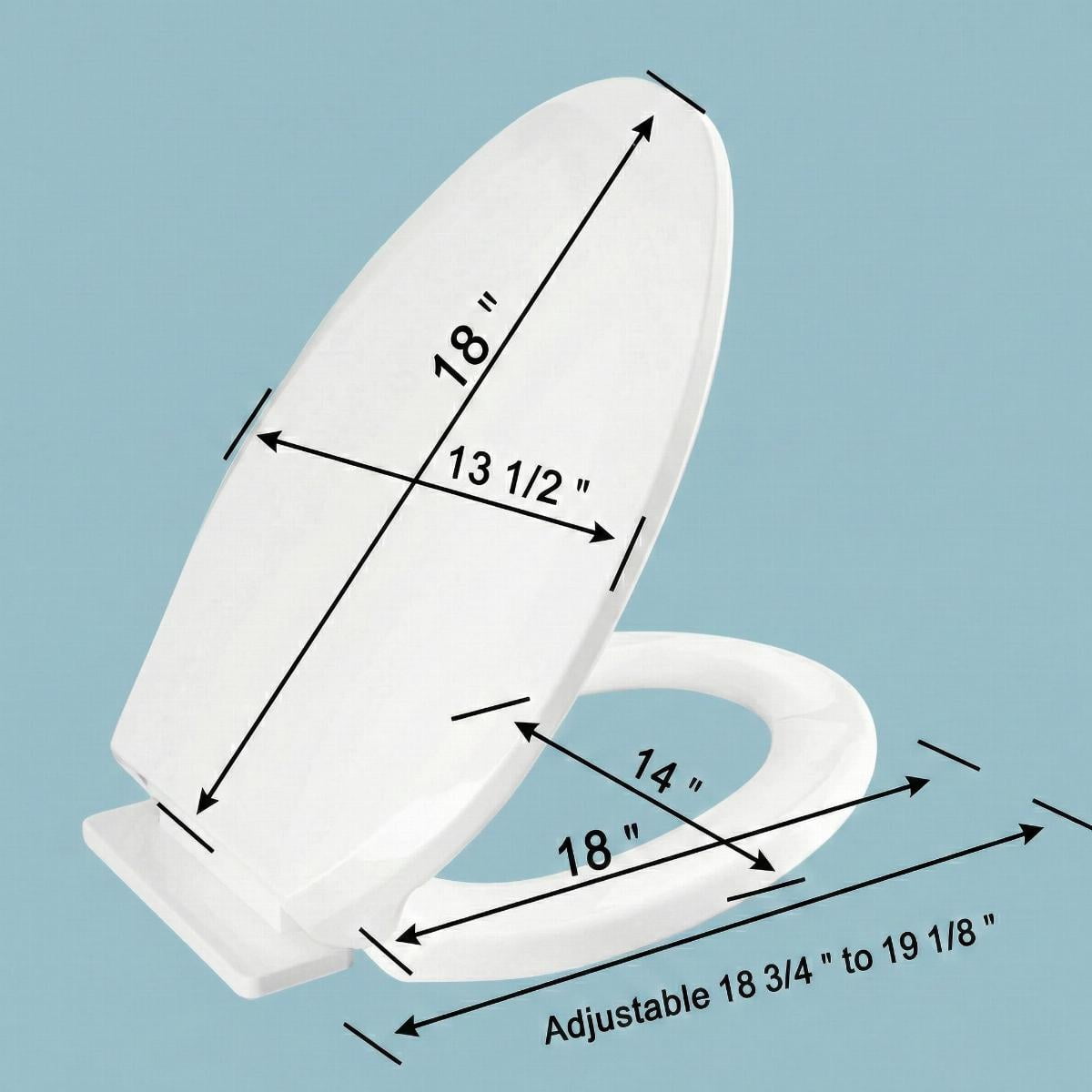 White Slow Close Elongated Toilet Seat Plastic No Slam Oval Toilet Seat w/No Slip White Bumpers 18"x13.5'' Renovator's Supply