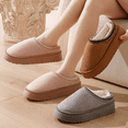 thumbnail image 3 of FASHIONBANANA Warm Cotton Slippers for Women Indoor and Outdoor Bedroom Fluffy Fleece Slippers Winter Soft Cozy Non-Slip Soft Plush Slip-on Wool Lined Shoes, 3 of 6