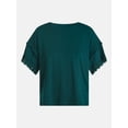 thumbnail image 6 of Scenario Women's Lace Trim Tee with Short Sleeves, Size XS-XXXL, 6 of 6